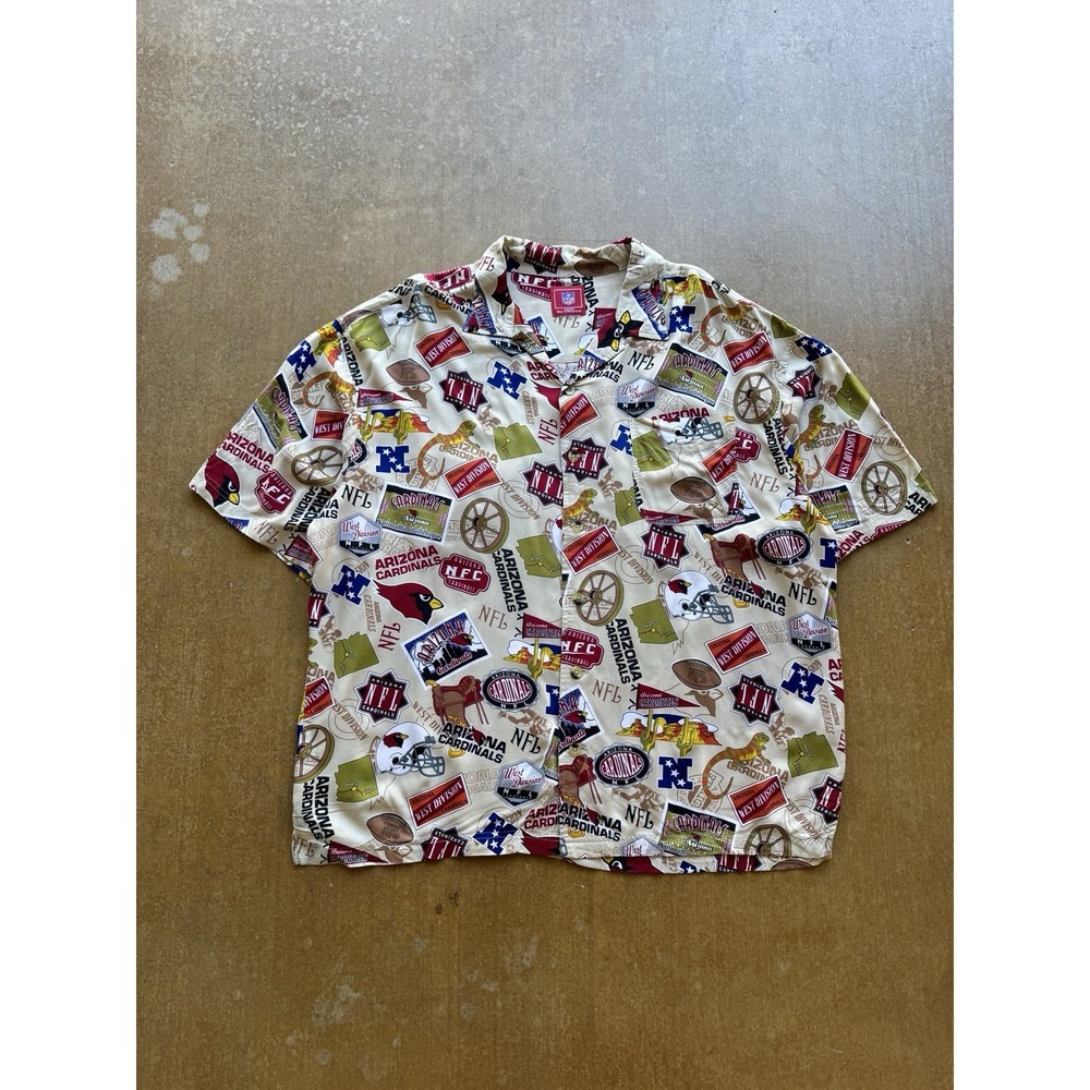 NFL Arizona Cardinals All Over Print Short Sleeve Button Up Shirt Mens XL